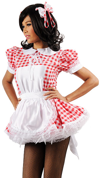 daisy gingham sissy maid uniform 1