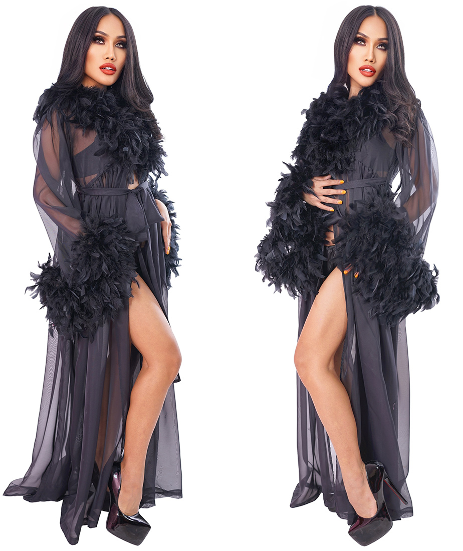 Hollywood gown feathered sat942 004