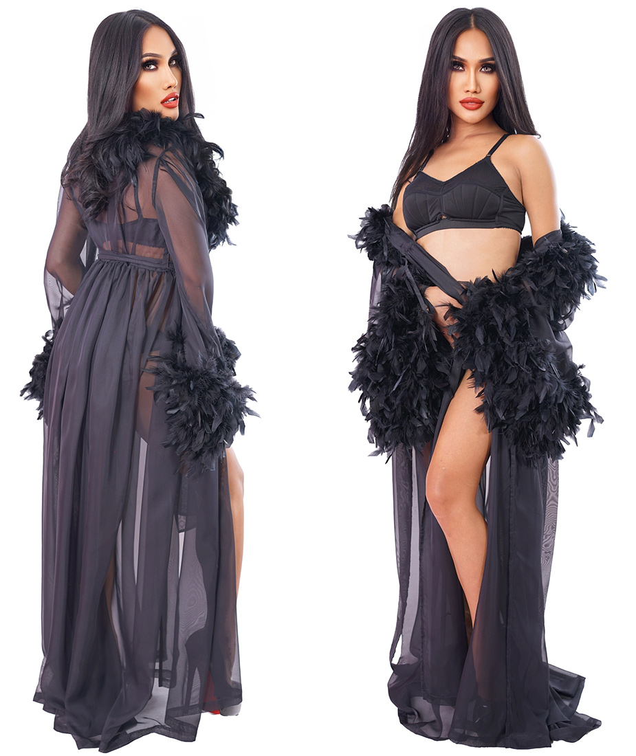 Hollywood gown feathered sat942 005